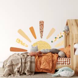 Large Patterned Fabric Sun Wall Sticker - Repositionable Nursery Decal Peel & Stick - thumbnail 2