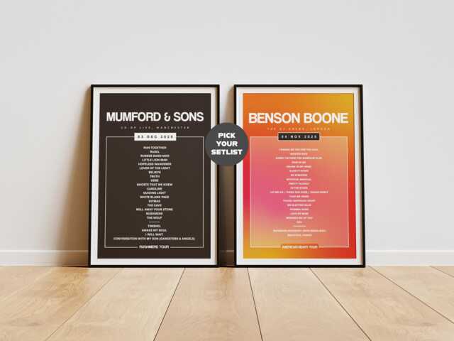 Custom Setlist Poster Print - Any Concert Or Tour Personalised Music Print, Live Gig, Band & Artist Wall Art, Set List Gift - image 1