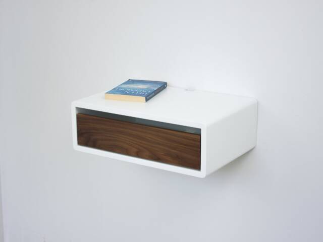 Floating Mid Century Modern Nightstand, Lacquer Coating High End Finish Bedside Table, Wall Mount Night Stand - image 1