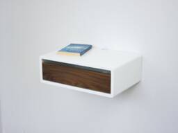 Floating Mid Century Modern Nightstand, Lacquer Coating High End Finish Bedside Table, Wall Mount Night Stand - thumbnail 1