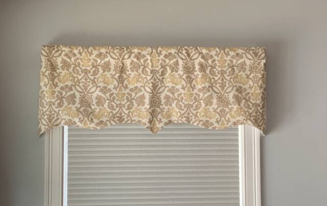 Custom Beige Window Valance, Scalloped Cotton Fabric, 52 X 16 Inches - image 1