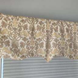 Custom Beige Window Valance, Scalloped Cotton Fabric, 52 X 16 Inches - thumbnail 2