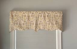 Custom Beige Window Valance, Scalloped Cotton Fabric, 52 X 16 Inches - thumbnail 1