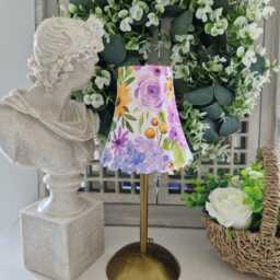 Cordless Touch Lamp. Beautiful Yellow & Purple Floral Decoupaged Usb Rechargeable Table Lamp.cordless Four Stand Colours - thumbnail 3