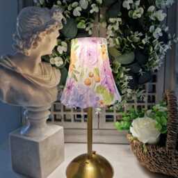 Cordless Touch Lamp. Beautiful Yellow & Purple Floral Decoupaged Usb Rechargeable Table Lamp.cordless Four Stand Colours - thumbnail 2