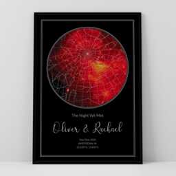 Personalised Star Map & Coordinates Print - Heart, Or Circle Design. Custom Night Sky - thumbnail 4