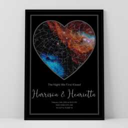 Personalised Star Map & Coordinates Print - Heart, Or Circle Design. Custom Night Sky - thumbnail 2