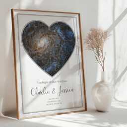 Personalised Star Map & Coordinates Print - Heart, Or Circle Design. Custom Night Sky - thumbnail 3
