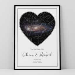 Personalised Star Map & Coordinates Print - Heart, Or Circle Design. Custom Night Sky - thumbnail 1
