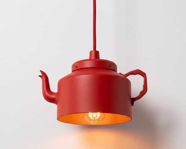 Hanging Light - Contemporary Matte Red Teapot - Creative Minimal Ceiling Lamp For Modern Home & Caf?? Interiors - image 1