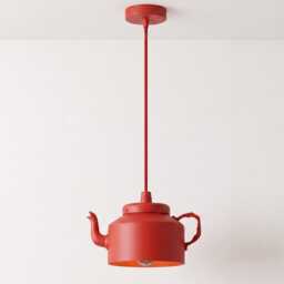 Hanging Light - Contemporary Matte Red Teapot - Creative Minimal Ceiling Lamp For Modern Home & Caf?? Interiors - thumbnail 4