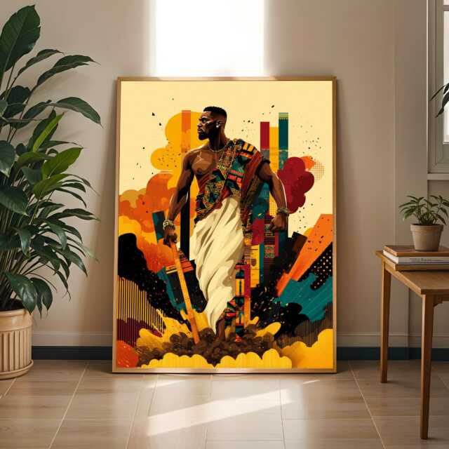 Afrocentric Art Print Abstract Cultural Figure, Modern Boho Decor - Poster Only - image 1