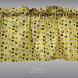 Chicken Hen Valance Folk Art Rooster Print Yellow Farmhouse Kitchen Curtain Country Farm Decor Custom Window Treatment - thumbnail 2