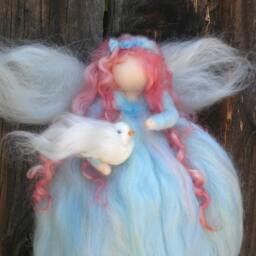 Peace Blessing Fairy Needle Felted Wool Fairy Angel Waldorf Inspired With Dove, Gift, Holiday - thumbnail 2