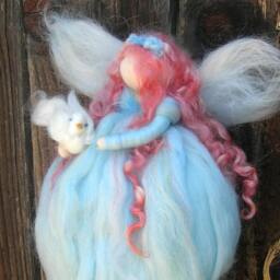 Peace Blessing Fairy Needle Felted Wool Fairy Angel Waldorf Inspired With Dove, Gift, Holiday - thumbnail 4