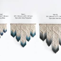 "Geometric Macrame Wall Hanging - Multiple Colors Available Grey-Turquoise, Mustard-Yellow, Navy-Blue Etc ""Isa" - thumbnail 2
