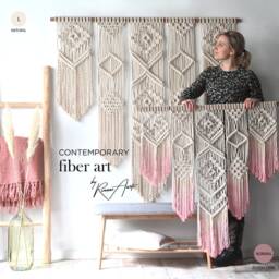 "Geometric Macrame Wall Hanging - Multiple Colors Available Grey-Turquoise, Mustard-Yellow, Navy-Blue Etc ""Isa" - thumbnail 4