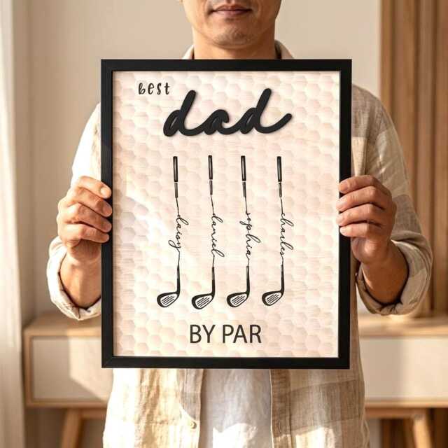 Best Dad By Par Golf Wood Sign, Custom Wall Art, Personalized Name Gift For Dad, Father's Day Gift, Birthday Lovers - image 1
