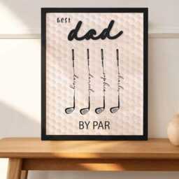 Best Dad By Par Golf Wood Sign, Custom Wall Art, Personalized Name Gift For Dad, Father's Day Gift, Birthday Lovers - thumbnail 2