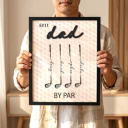 Best Dad By Par Golf Wood Sign, Custom Wall Art, Personalized Name Gift For Dad, Father's Day Gift, Birthday Lovers - thumbnail 1