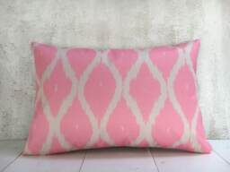 Silk Ikat Pillow Cover, Handwoven Accent Cushion - 16x24 - thumbnail 1