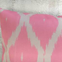 Silk Ikat Pillow Cover, Handwoven Accent Cushion - 16x24 - thumbnail 2