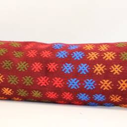Handmade King Size Kilim Pillow Cover, Turkish Lumbar - 12x48 Inch - thumbnail 3