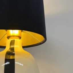 Black Velvet Drum Lampshade/ Ceiling Shade With A Metallic Gold Lining, Bright Brushed Lining - thumbnail 2