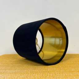 Black Velvet Drum Lampshade/ Ceiling Shade With A Metallic Gold Lining, Bright Brushed Lining - thumbnail 3