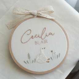 Custom First Name, Silly Goose Embroidery Hoop, Nursery & Kid's Room Wall Art, Hang, Decor, Art - thumbnail 1