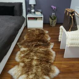 Giant Mouflon Sheepskin Rug, Xxl Brown Leather Throw - 79X32 - thumbnail 3