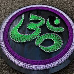 Uv String Art Psychedelic ??? Om , 30x30cm/11.8 Inches Handmade Wall Art, 3D, Black Light, Home Decor, Wall Hanging, Yoga Art, Thread &nails - thumbnail 3