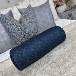 "Navy Blue Bolster Cushion 16""x6" - thumbnail 4