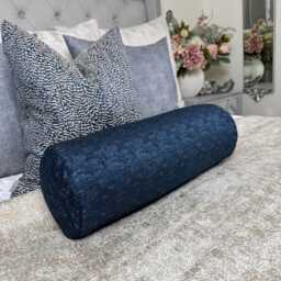 "Navy Blue Bolster Cushion 16""x6" - thumbnail 3