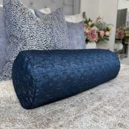 "Navy Blue Bolster Cushion 16""x6" - thumbnail 1