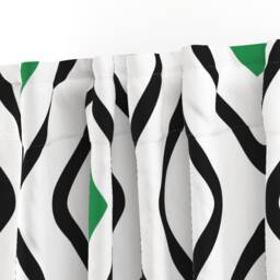 Classic Curtain Panel - Geometric Print Mod Abstract Kelly Green Custom Diamonds White Black By Fernlesliestudio - thumbnail 3