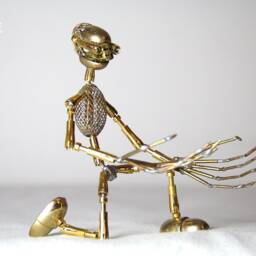 Golden Robot 01 Gilded Movable Stop Motion Creature - thumbnail 3