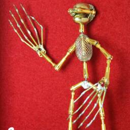 Golden Robot 01 Gilded Movable Stop Motion Creature - thumbnail 2