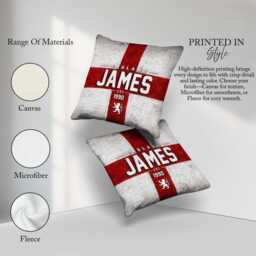 Personalised Name England Flag Cushion Three Lions Football Supporter St Georges Cross Sports Fan Custom Bedroom Match Day Year - thumbnail 2