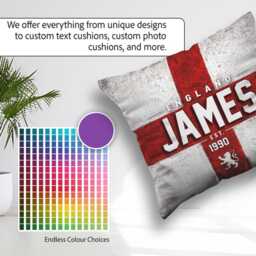 Personalised Name England Flag Cushion Three Lions Football Supporter St Georges Cross Sports Fan Custom Bedroom Match Day Year - thumbnail 3