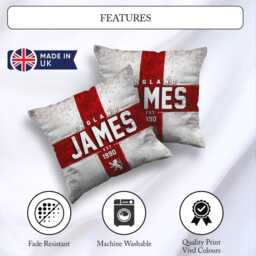 Personalised Name England Flag Cushion Three Lions Football Supporter St Georges Cross Sports Fan Custom Bedroom Match Day Year - thumbnail 4