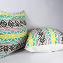 Geometric Jacquard Pillow Cover, Colorful Throw Cushion, Housewarming Gift - thumbnail 2