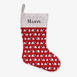 Personalised Christmas Stocking - Red Polar Bear Design - Large - thumbnail 3