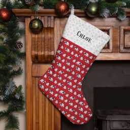 Personalised Christmas Stocking - Red Polar Bear Design - Large