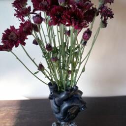 Anatomical Heart Vase, Black Finish - Unique Gothic Home Decor Resin Sculpture Flower Medical Gift And - thumbnail 3
