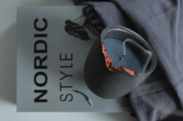 Lava Concrete Candle Nordic Charcoal Copper Decor - image 1