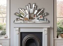 Solaris Splendor Sunburst Aztec Fan Wall Mirror in Ebony - thumbnail 1