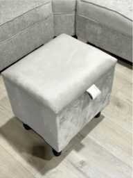 Light Grey Velvet Ottoman Stool, Small Storage Box, Handmade in UK - thumbnail 1
