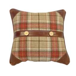 The Tartan & Leather Buttoned Cushion - thumbnail 4