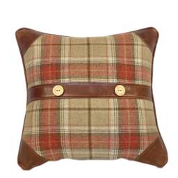 The Tartan & Leather Buttoned Cushion - thumbnail 3